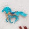 Turquoise Swirl Running Horse Metal Wall Art - Large