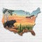 Wildlife America Map Wood Wall Art