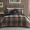 Brown Plaid Sherpa Comforter Set - Full/Queen