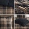 Brown Plaid Sherpa Comforter Set - Full/Queen