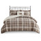 Tan Plaid Sherpa Comforter Set - Full/Queen