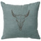Bull Skull Linen Pillow - Ocean