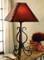 Old West Iron Lamp with Rawhide Shade