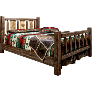 Denver Bed with Engraved Pines