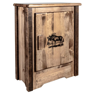 Denver Cabinet with Engraved Moose - Right Hinged