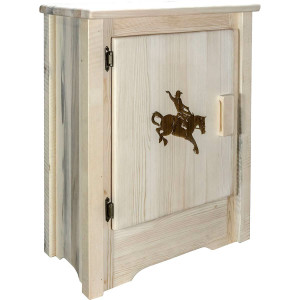 Denver Cabinet with Engraved Bronc - Left Hinged