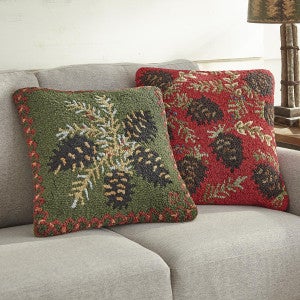 Pine Haven Hooked Wool Pillows