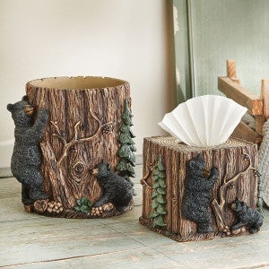 Timberline Bears Tissue Box & Waste Basket