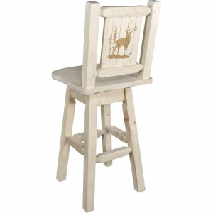 Denver Swivel Barstool with Engraved Elk Back