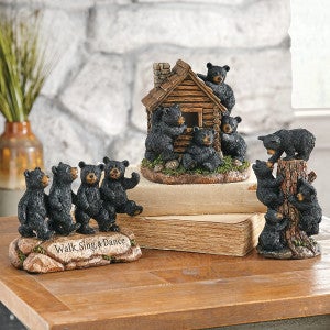 Joyful Cabin Bears Sculptures