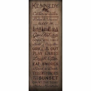 Cabin Rules Personalized Wall Art
