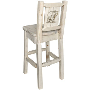 Denver Counter Stool with Engraved Bear Back