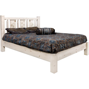 Ranchman's Platform Bed with Laser-Engraved Wolf