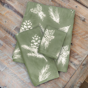 Sage Pinecones Towel Collection