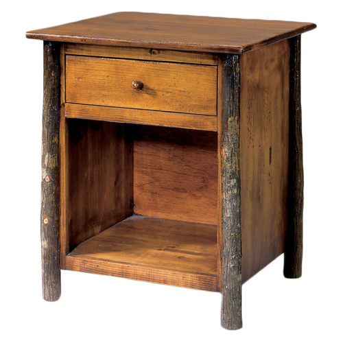 Black Forest Hickory Natural Bark Open Nightstand