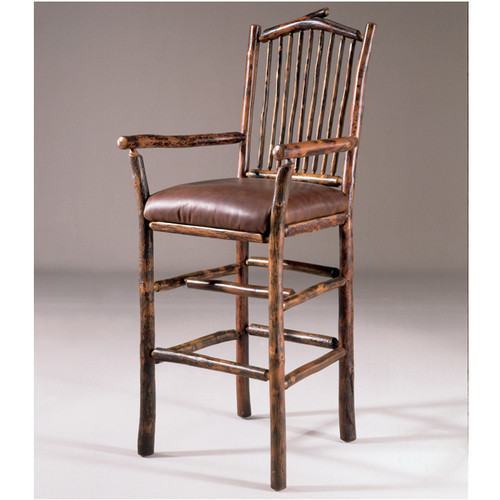 Black Forest Arched Hickory Bar Chair with Arms - Set of 2