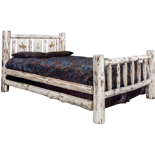 Frontier Bed with Laser-Engraved Bronc Design - Full