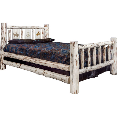 Frontier Bed with Laser-Engraved Bronc Design - King