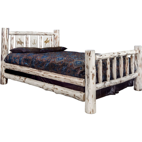 Frontier Bed with Laser-Engraved Bronc Design - Twin