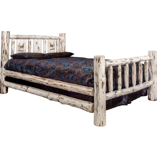 Frontier Bed with Laser-Engraved Elk Design - Cal King
