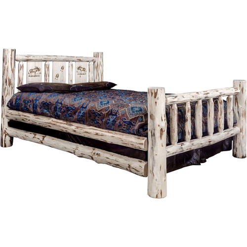 Frontier Bed with Laser-Engraved Moose Design - Queen