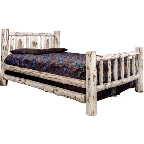 Frontier Bed with Laser-Engraved Pine Tree Design - Cal King
