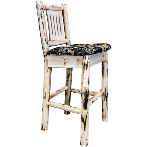 Frontier Counter Stool with Back & Woodland Upholstery
