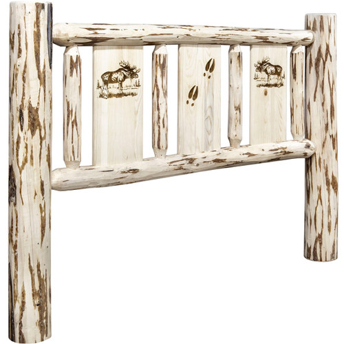 Frontier Headboard with Laser-Engraved Moose Design - Full