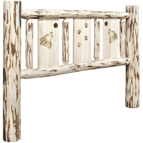 Frontier Headboard with Laser-Engraved Wolf Design - Cal King