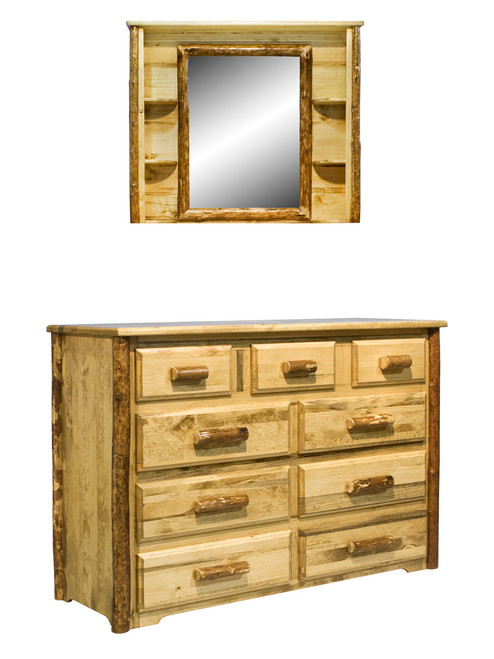 Glacier 9 Drawer Dresser & Deluxe Mirror