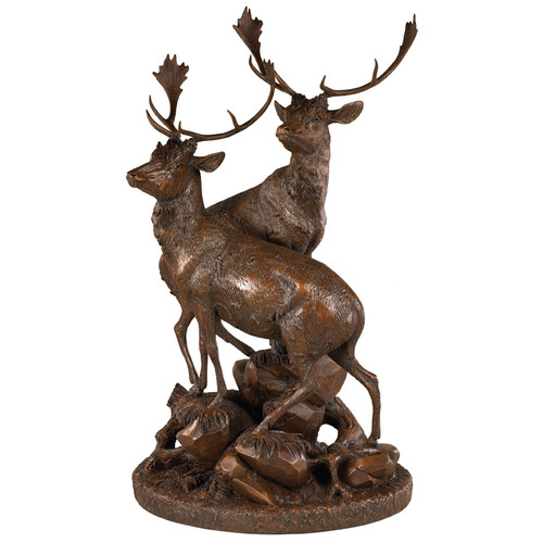 Grand Pair Stags - Brushed Wood