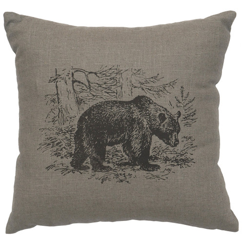 Gray Bear Scene Pillow
