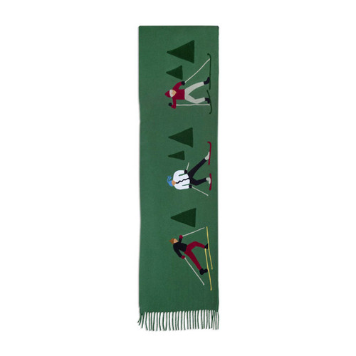 Green Cross Country Skier Wool Throw
