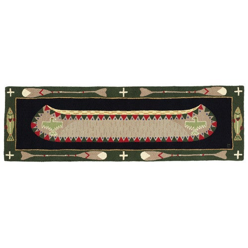 Green Longboat Hooked Wool Runner