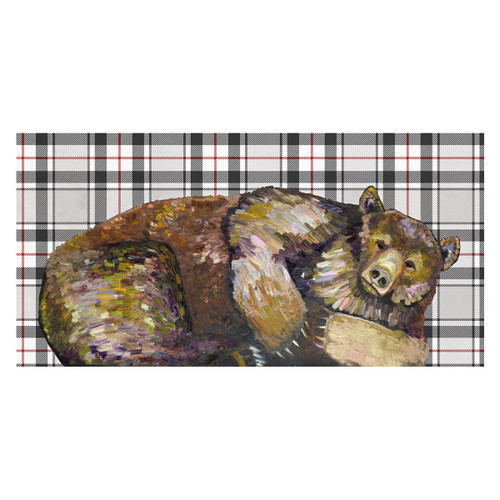 Grizzly Slumber Plaid Canvas Art