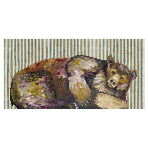 Grizzly Slumber Stripes Canvas Art