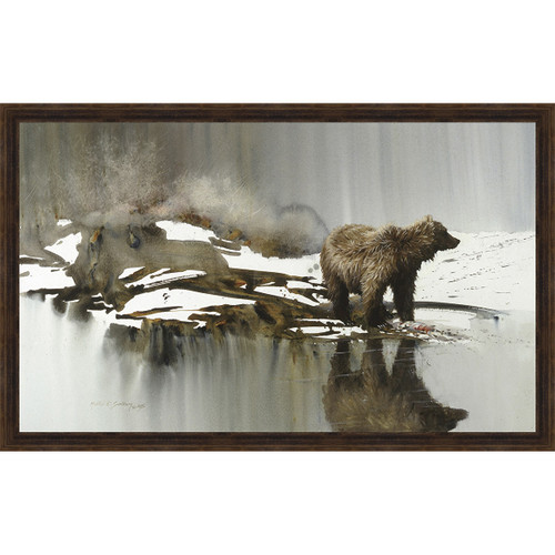 Grizzly Winter Pond Framed Canvas
