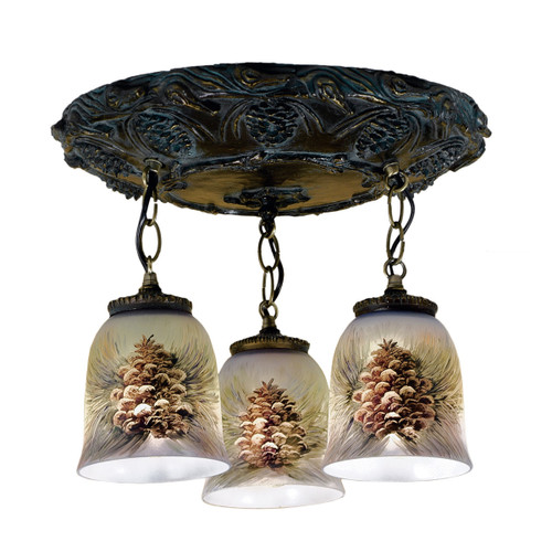 Hand Painted Pinecone 3 Light Pendant