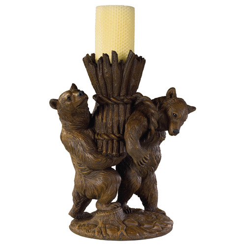 Helping Bears Candleholder - Brushed Wood