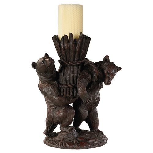 Helping Bears Candleholder - Burlwood