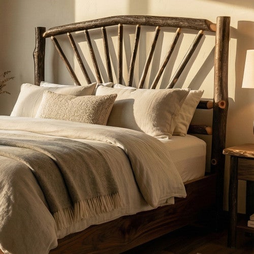 Hickory Sunburst Headboard - Queen