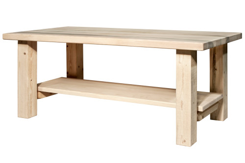 Homestead Coffee Table with Shelf - Unfinished