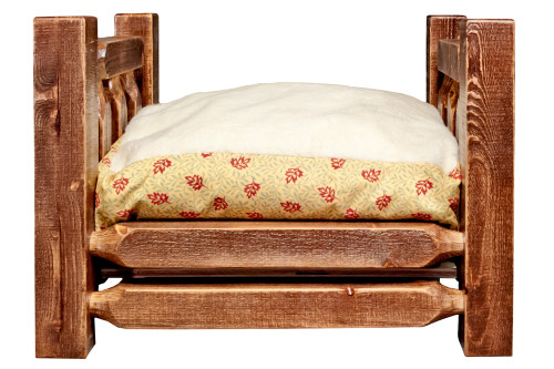 Homestead Medium Dog Bed with Mattress - Stained & Lacquered