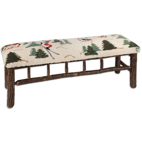 Hooked Wool Skier Hickory Bench - 48 Inch (line list) - OUT OF STOCK UNTIL 09/03/2025