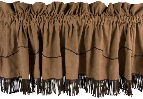 Embroidered Barbwire Valance with Fringe