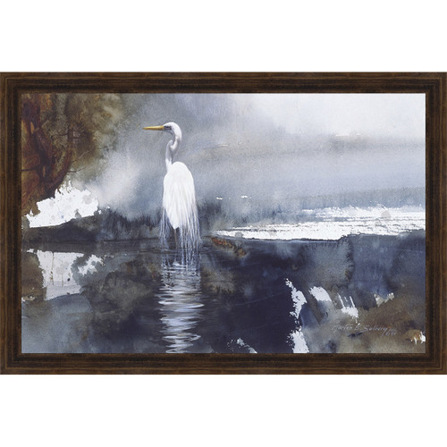 Icy Bird Bath Framed Canvas