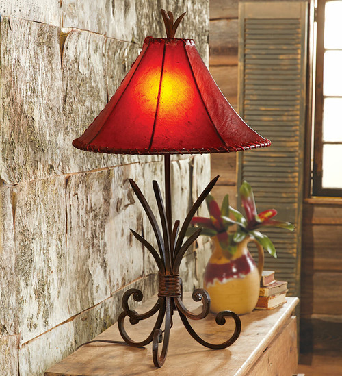Iron Agave Table Lamp with Rawhide Shade