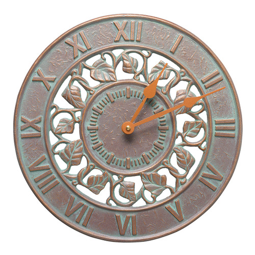 Ivy Indoor/Outdoor Wall Clock - Copper Verdigris