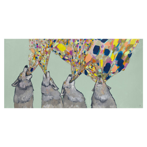 Kaleidoscope Wolves Mint Canvas Art
