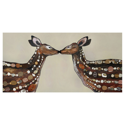 Kissing Deer Cream Canvas Art